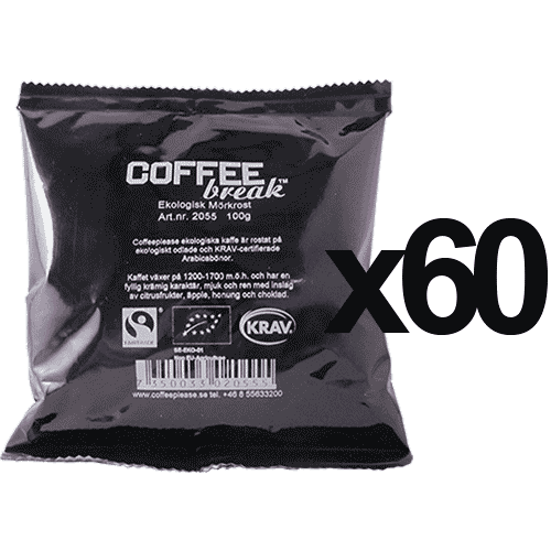 Coffeeplease ekologiskt mörkrostat bryggkaffe 100g x60