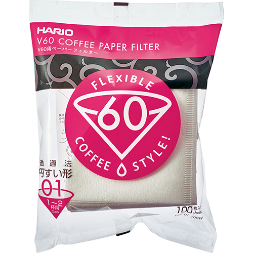 Hario V60 Kaffefilter i vitt papper storlek 01 100st