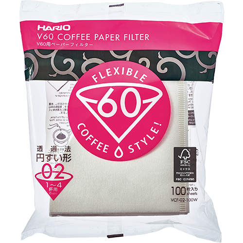 Hario V60 Kaffefilter i vitt papper storlek 02 100st