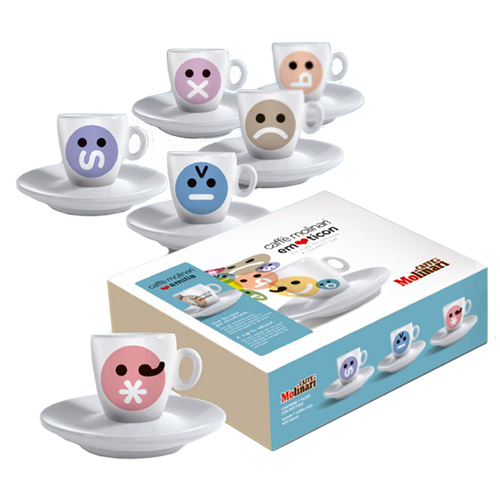 Molinari Emoticons espressokoppar (med fat) 6cl 6st 