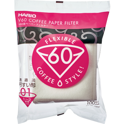 Hario V60 Kaffefilter i vitt papper storlek 01 100st